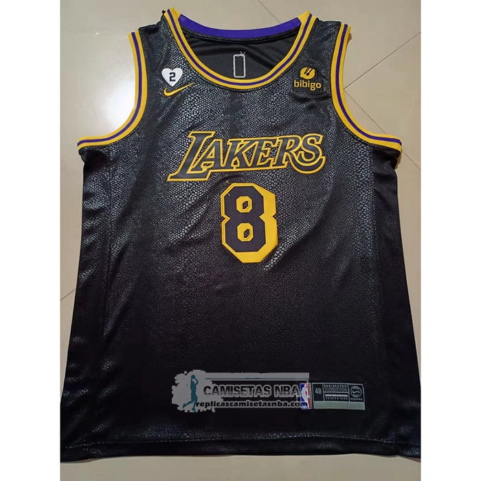 Camiseta Los Angeles Lakers Kobe Bryant NO 8 24 Black Mamba Negro